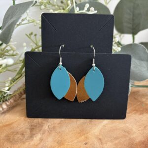 Boucles d’oreilles JULIA bleu canard et cuivré